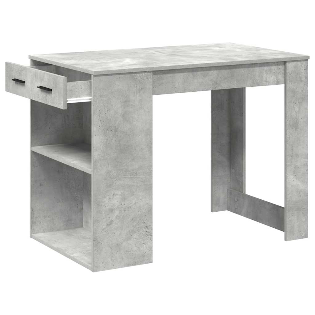 íróasztal fiókkal és polccal betonszürke 102x62x77,5 cm műfa