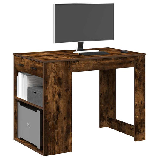 íróasztal fiókkal és polccal füstölt tölgy 102x62x77,5 cm