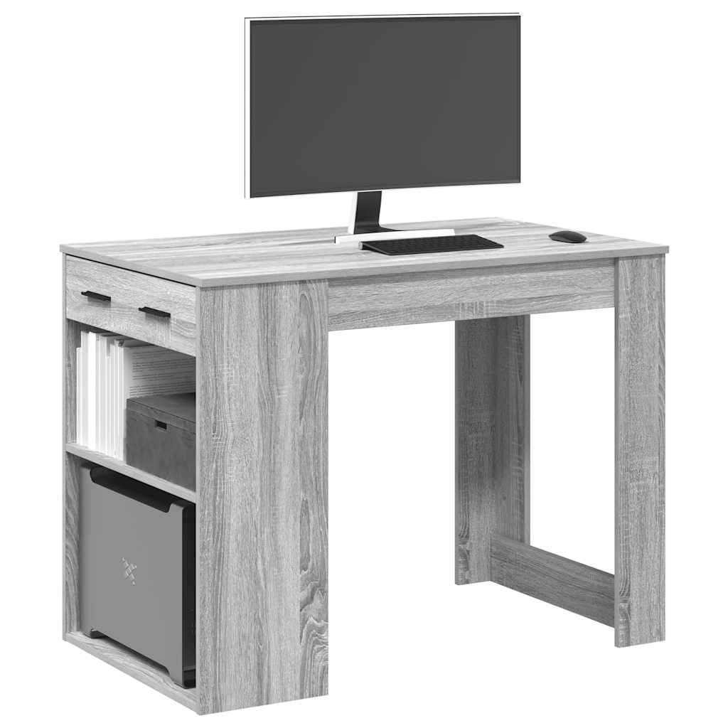 íróasztal fiókkal és polccal szürke sonoma 102x62x77,5 cm
