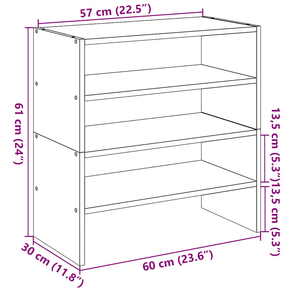 2 db fehér cipőtartó állvány halmozható 60 x 30 x 30,5 cm