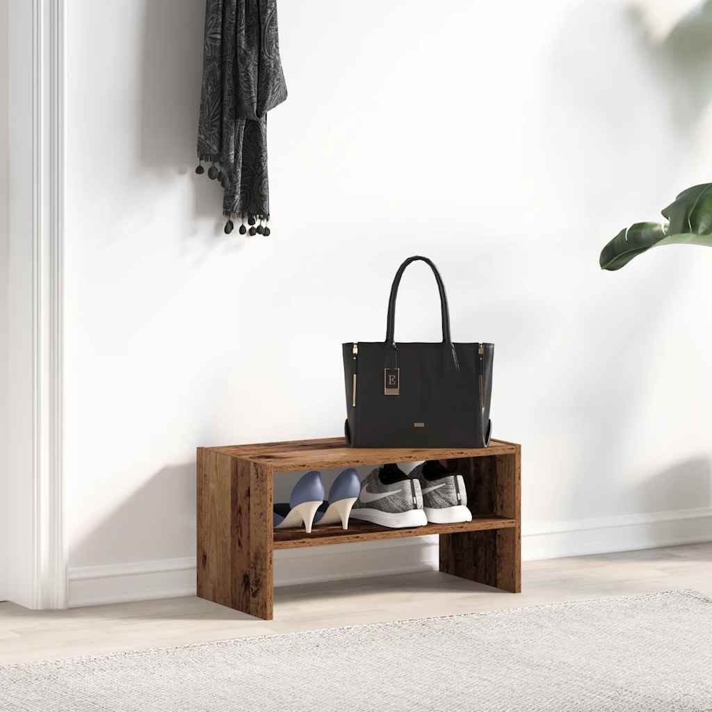 antik fa színű cipőtartó állvány halmozható 60 x 30 x 30,5 cm