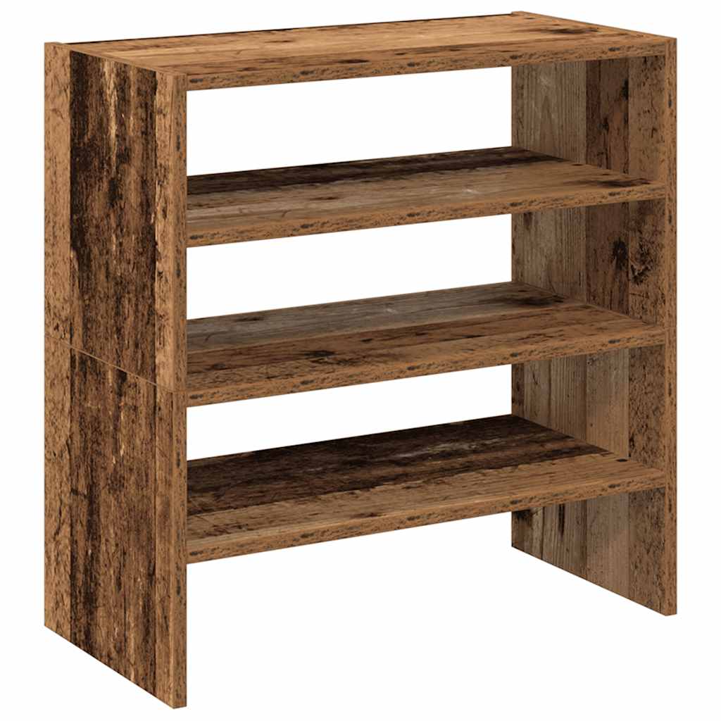 2 db antik fa színű cipőtartó állvány halmozható 60x30x30,5 cm