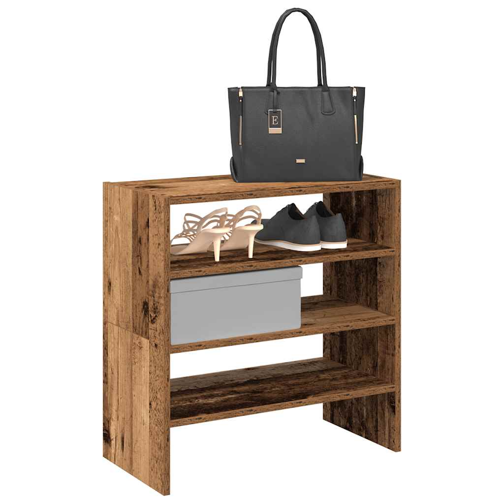 2 db antik fa színű cipőtartó állvány halmozható 60x30x30,5 cm