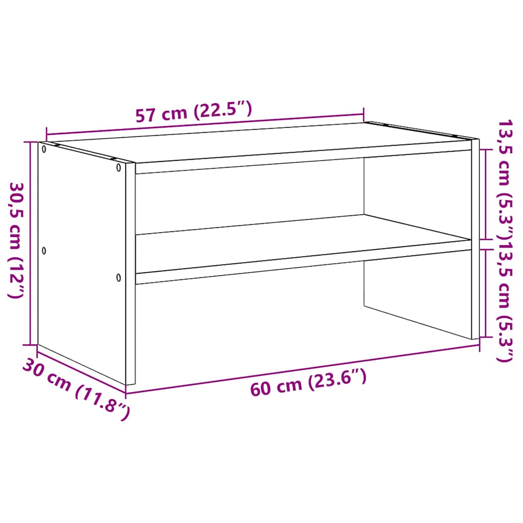 kézműves tölgy cipőtartó állvány halmozható 60 x 30 x 30,5 cm