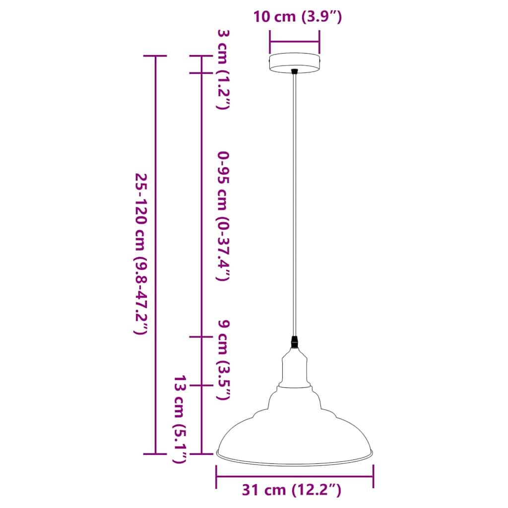 függesztéklámpa magassága állítható E27 Ø31cm fém