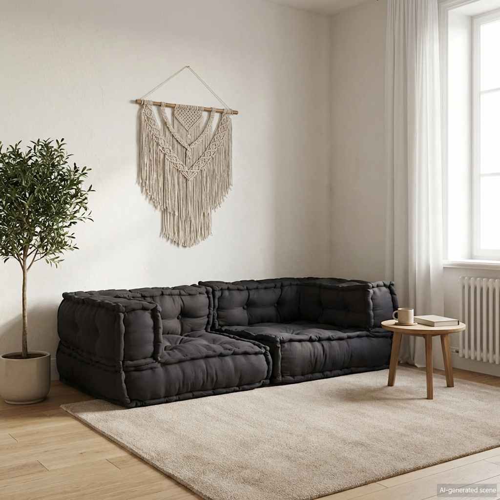 antracit szövet kétszemélyes moduláris kanapé 140x70x36