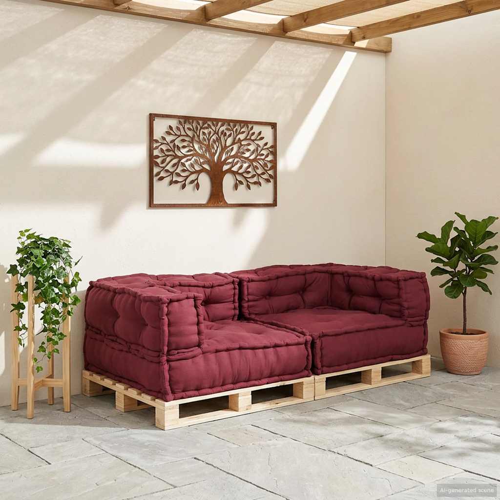 maroon szövet kétszemélyes moduláris kanapé 140x70x36