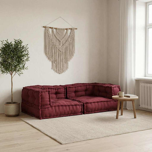 maroon szövet kétszemélyes moduláris kanapé 140x70x36