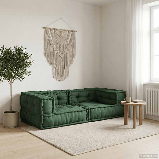 zöld szövet kétszemélyes moduláris kanapé 140x70x36
