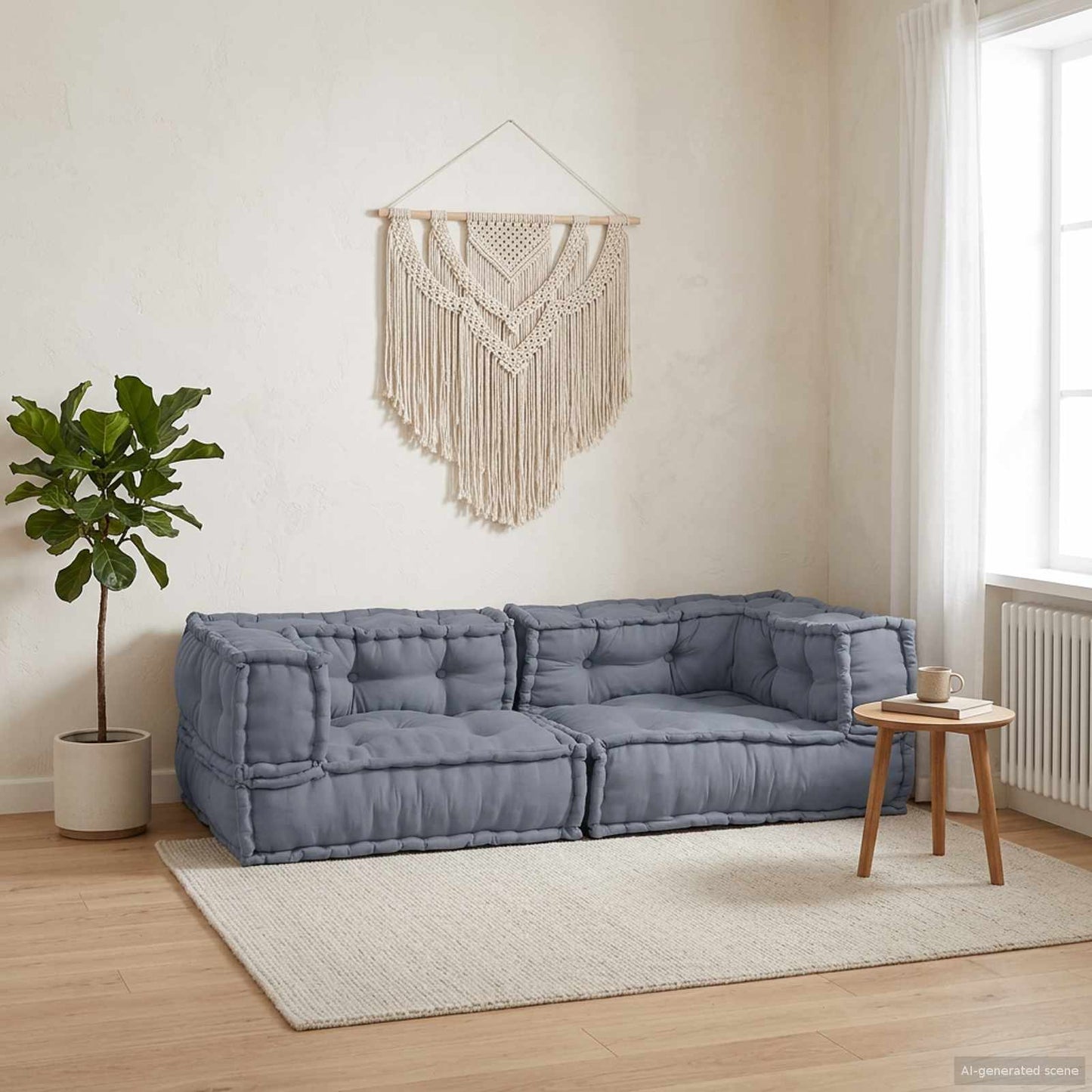 Moduláris Kanapé Egység 3 db Szövet Szürke 140 x 70 x 36 cm