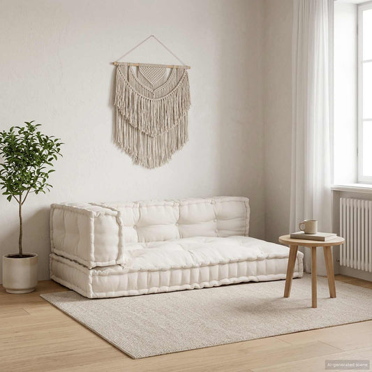 Pallet Sofa Párna 3 pcs Krémszínű 120 x 80 x 34 cm Szövet