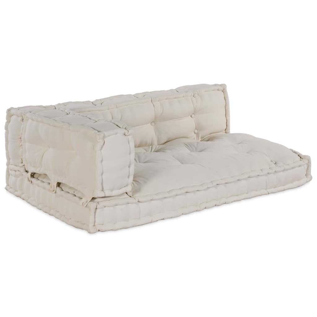 Pallet Sofa Párna 3 pcs Krémszínű 120 x 80 x 34 cm Szövet