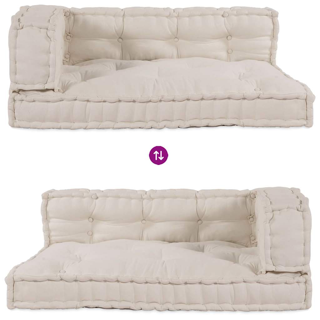 Pallet Sofa Párna 3 pcs Krémszínű 120 x 80 x 34 cm Szövet