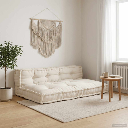 Pallet Sofa Párna 2 db Szövet Krémszínű 120 x 80 x 38 cm