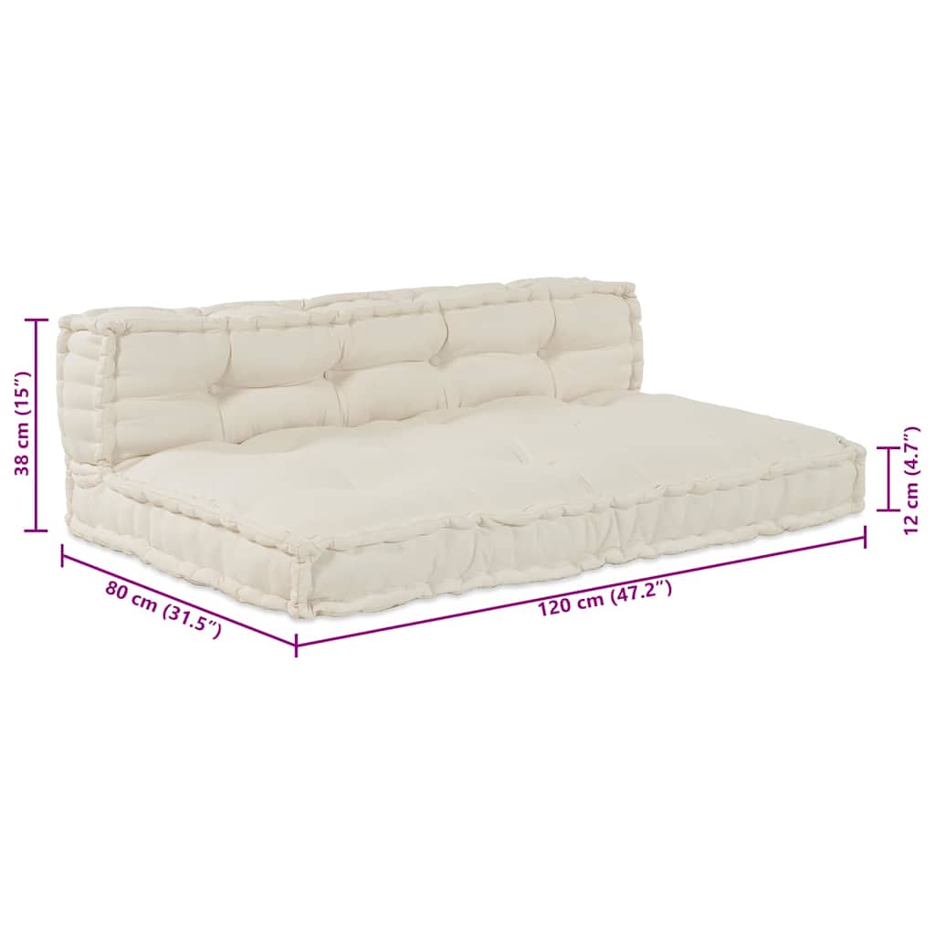 Pallet Sofa Párna 2 pcs Krémszínű 120 x 80 x 38 cm Szövet