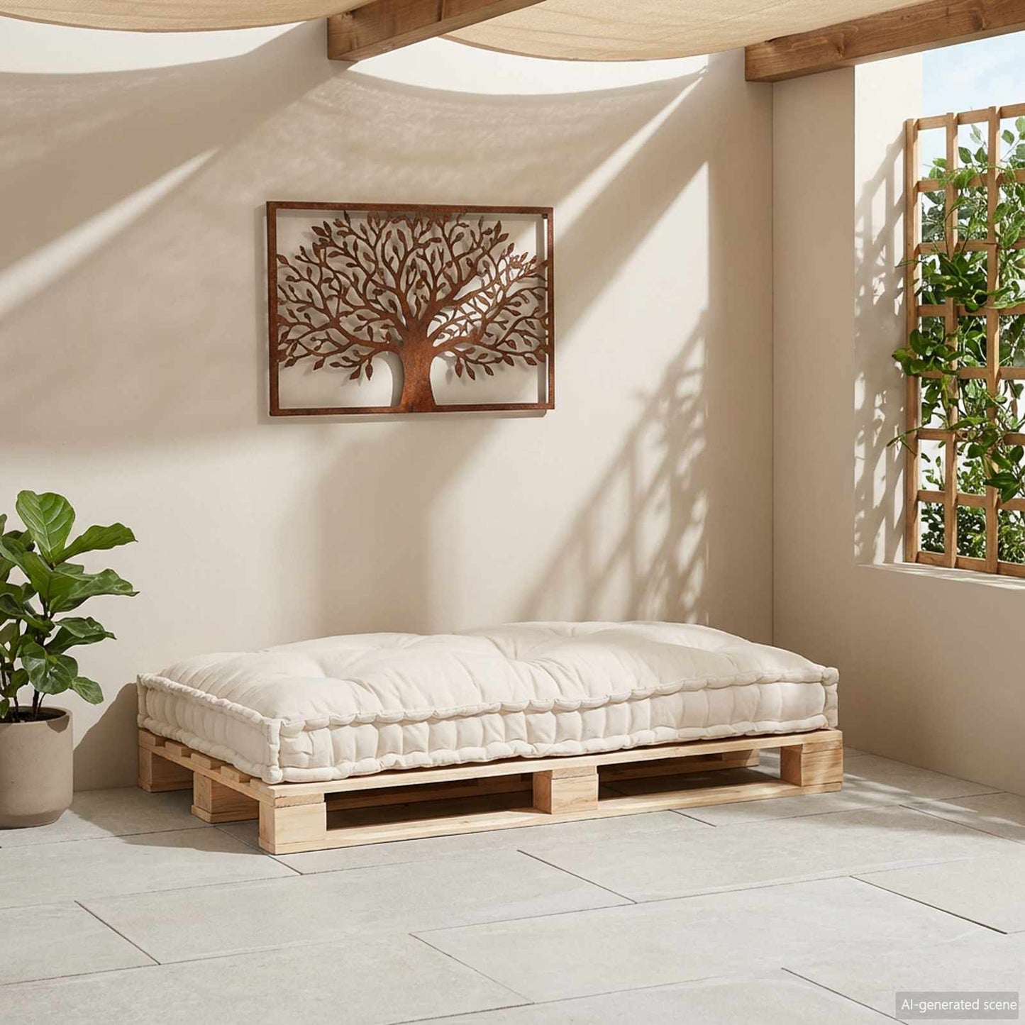 Pallet Sofa Párna Krémszínű 120 x 80 x 12 cm Szövet