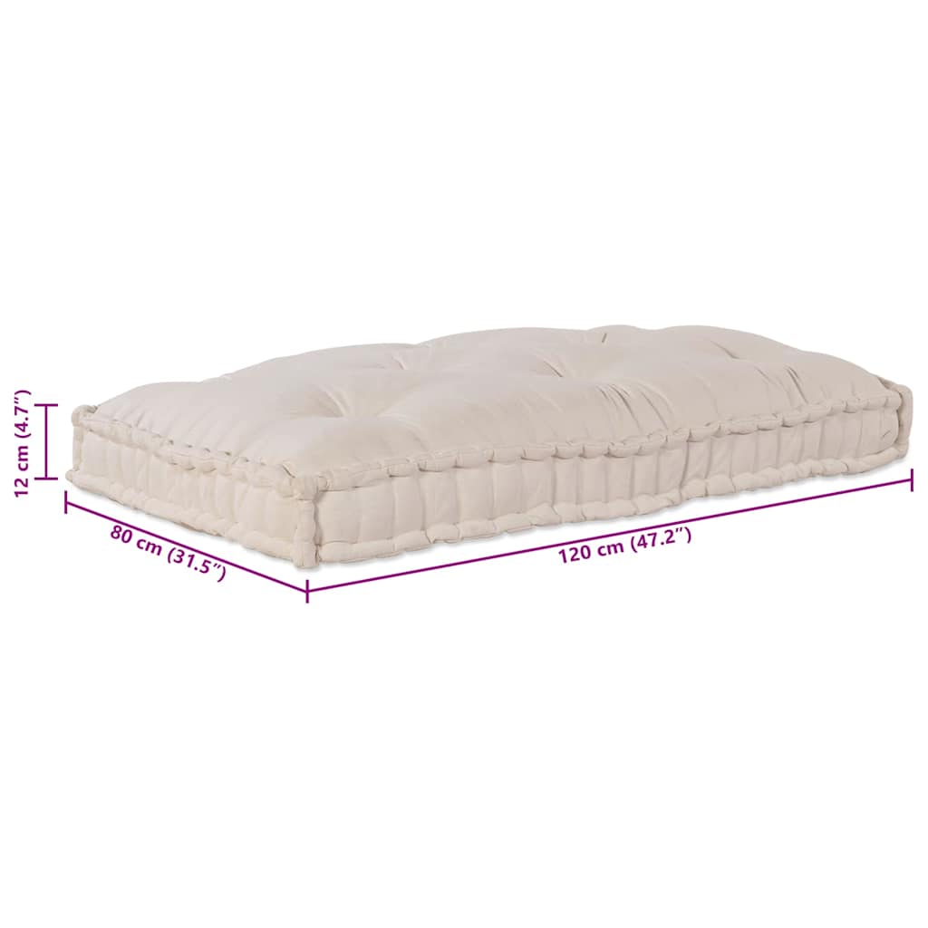 Pallet Sofa Párna Krémszínű 120 x 80 x 12 cm Szövet