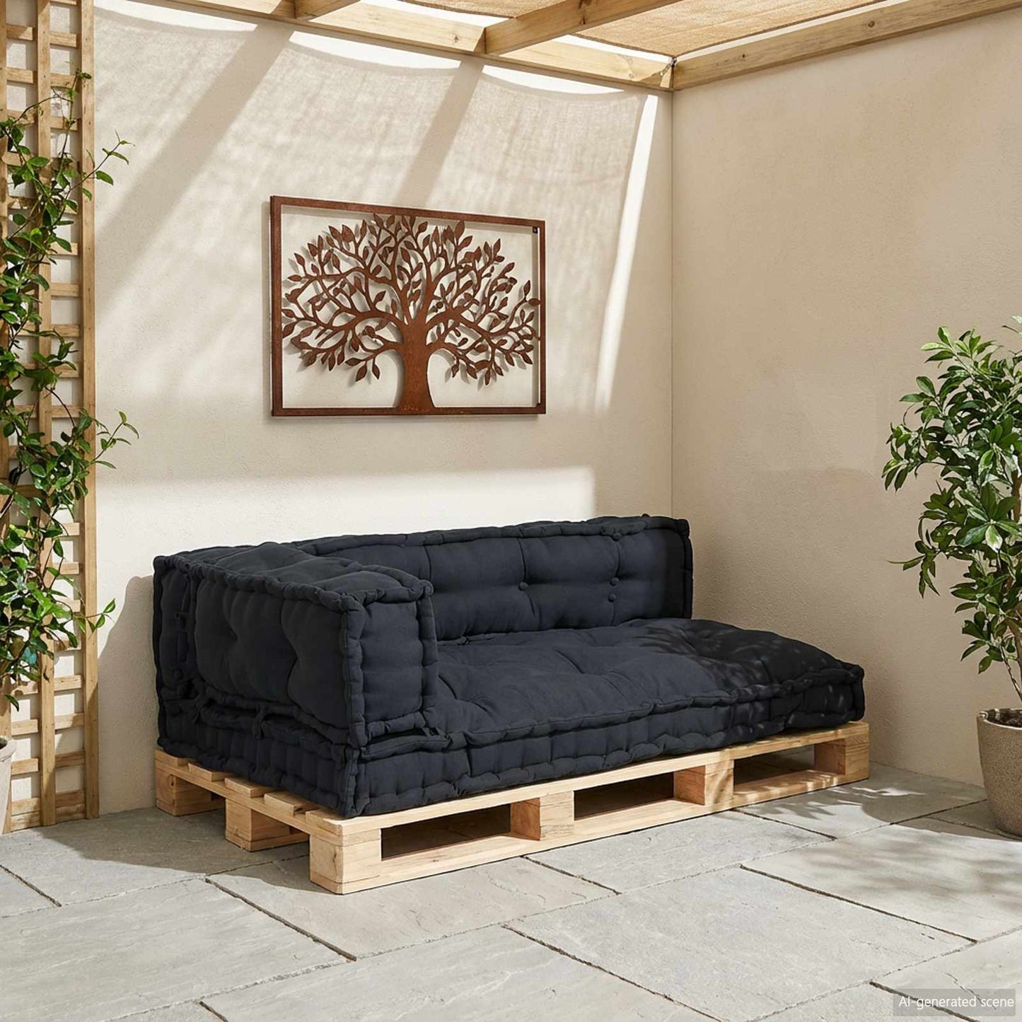 Pallet Sofa Párna 3 pcs Antracitszürke 120 x 80 x 38 cm Szövet