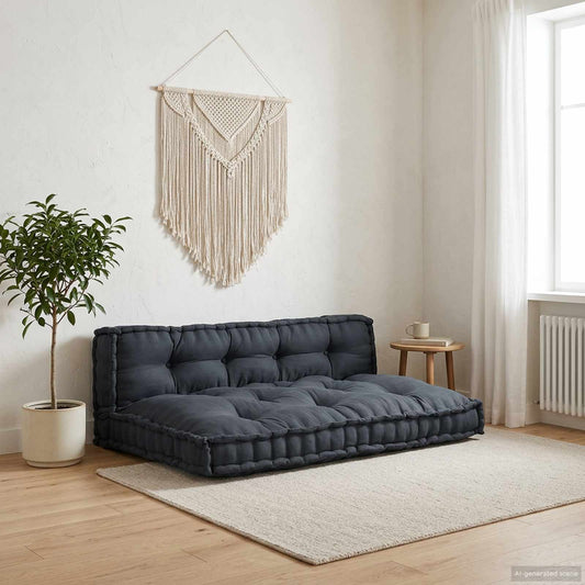Pallet Sofa Párna 2 db Szövet Antracitszürke 120 x 80 x 38 cm
