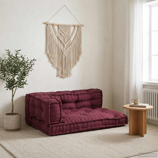 Pallet Sofa Párna 3 db Szövet Bordó 120 x 80 x 38 cm