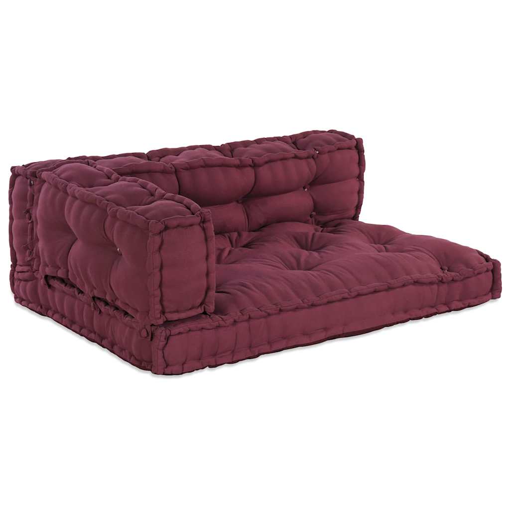 Pallet Sofa Párna 3 pcs Bordó 120 x 80 x 38 cm Szövet