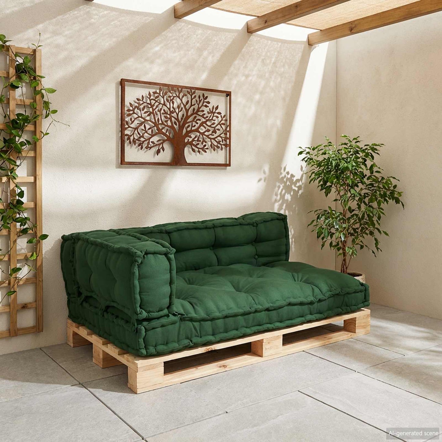 Pallet Sofa Párna 3 pcs Zöld 120 x 80 x 38 cm Szövet