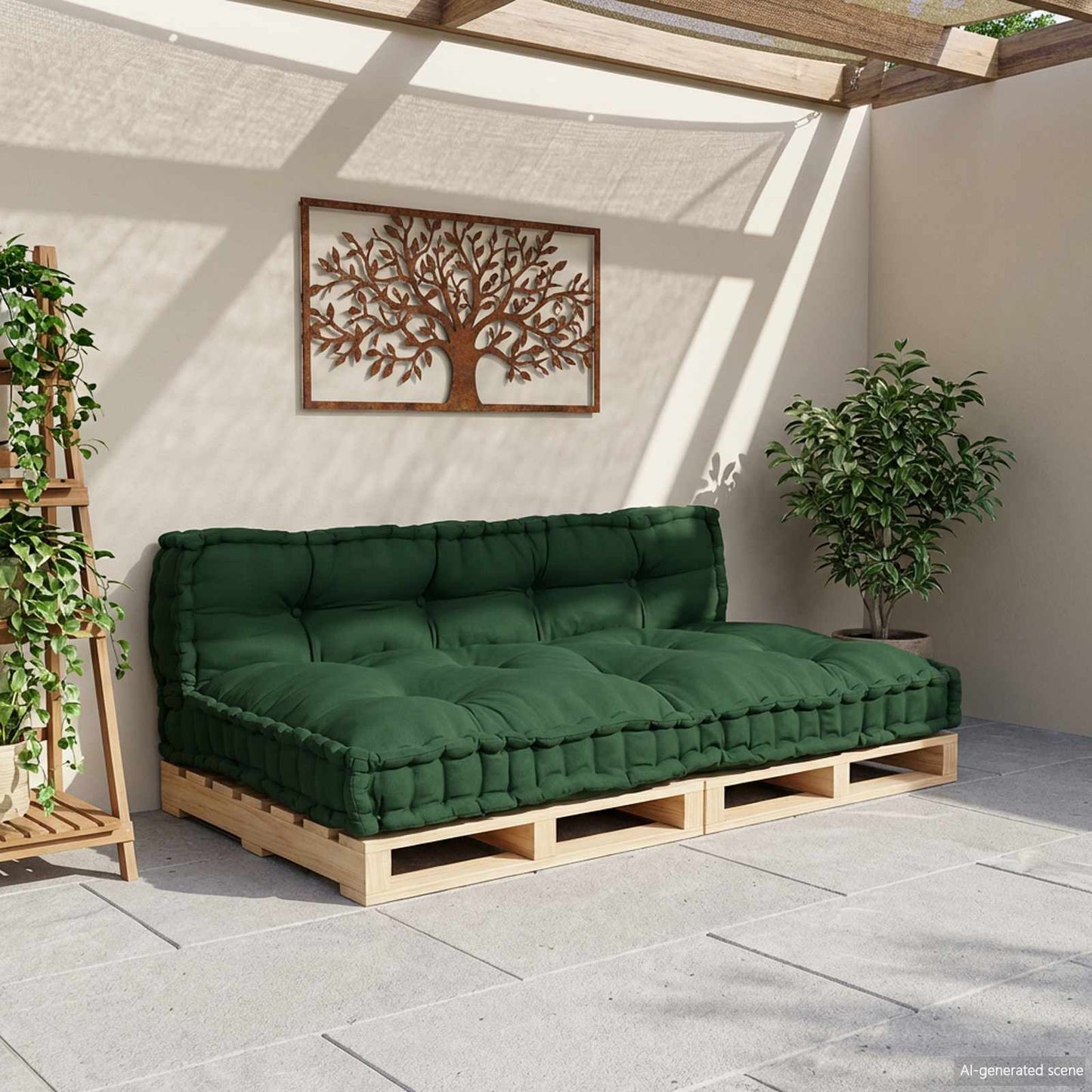 Pallet Sofa Párna 2 pcs Zöld 120 x 80 x 38 cm Szövet