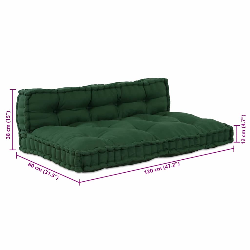 Pallet Sofa Párna 2 pcs Zöld 120 x 80 x 38 cm Szövet