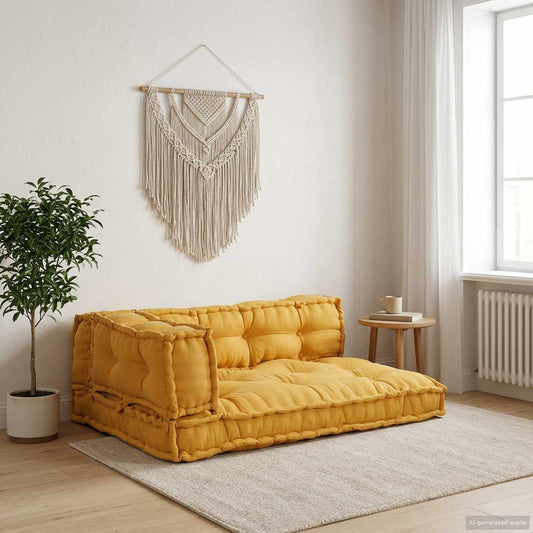 Pallet Sofa Párna 3 pcs Sárga 120 x 80 x 38 cm Szövet
