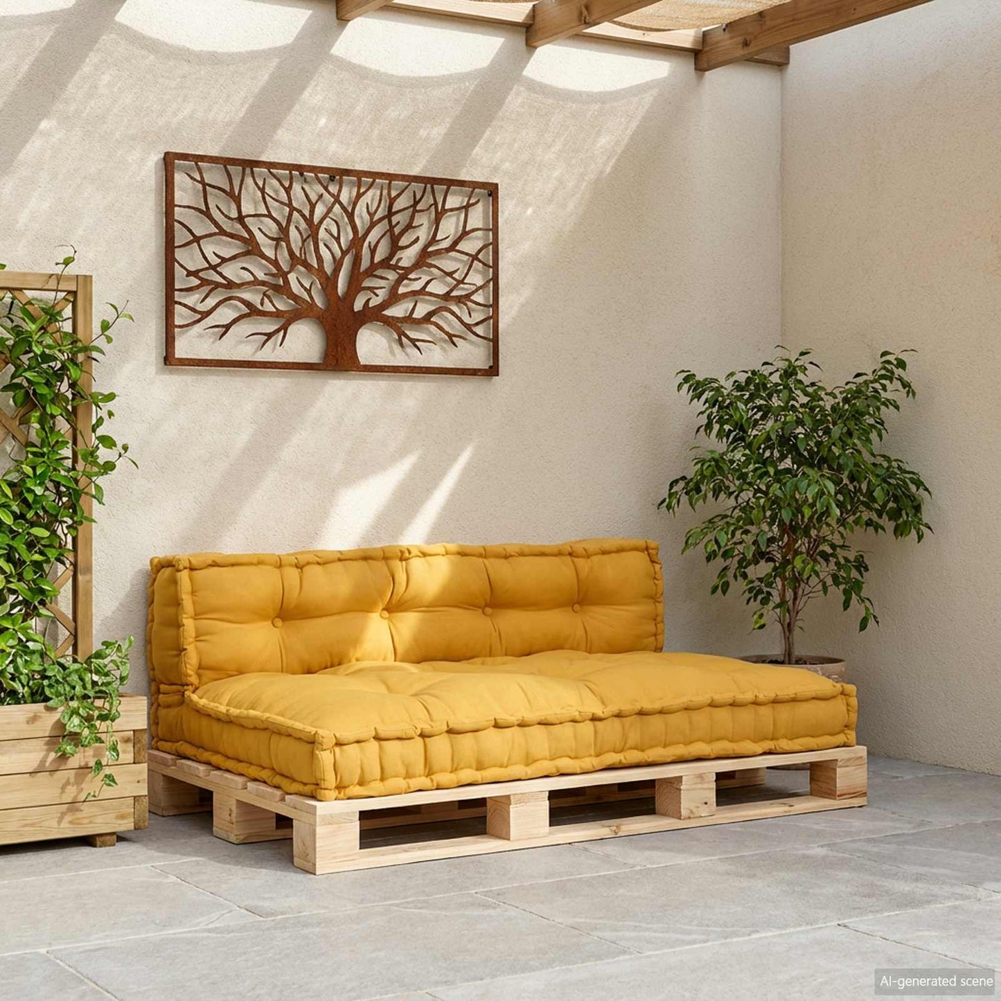 Pallet Sofa Párna 2 pcs Sárga 120 x 80 x 38 cm Szövet