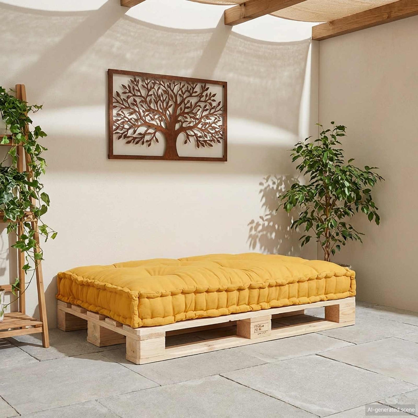 Pallet Sofa Párna Sárga 120 x 80 x 12 cm Szövet