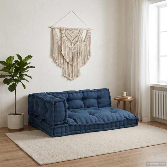 Pallet Sofa Párna 3 pcs Indigó 120 x 80 x 38 cm Szövet