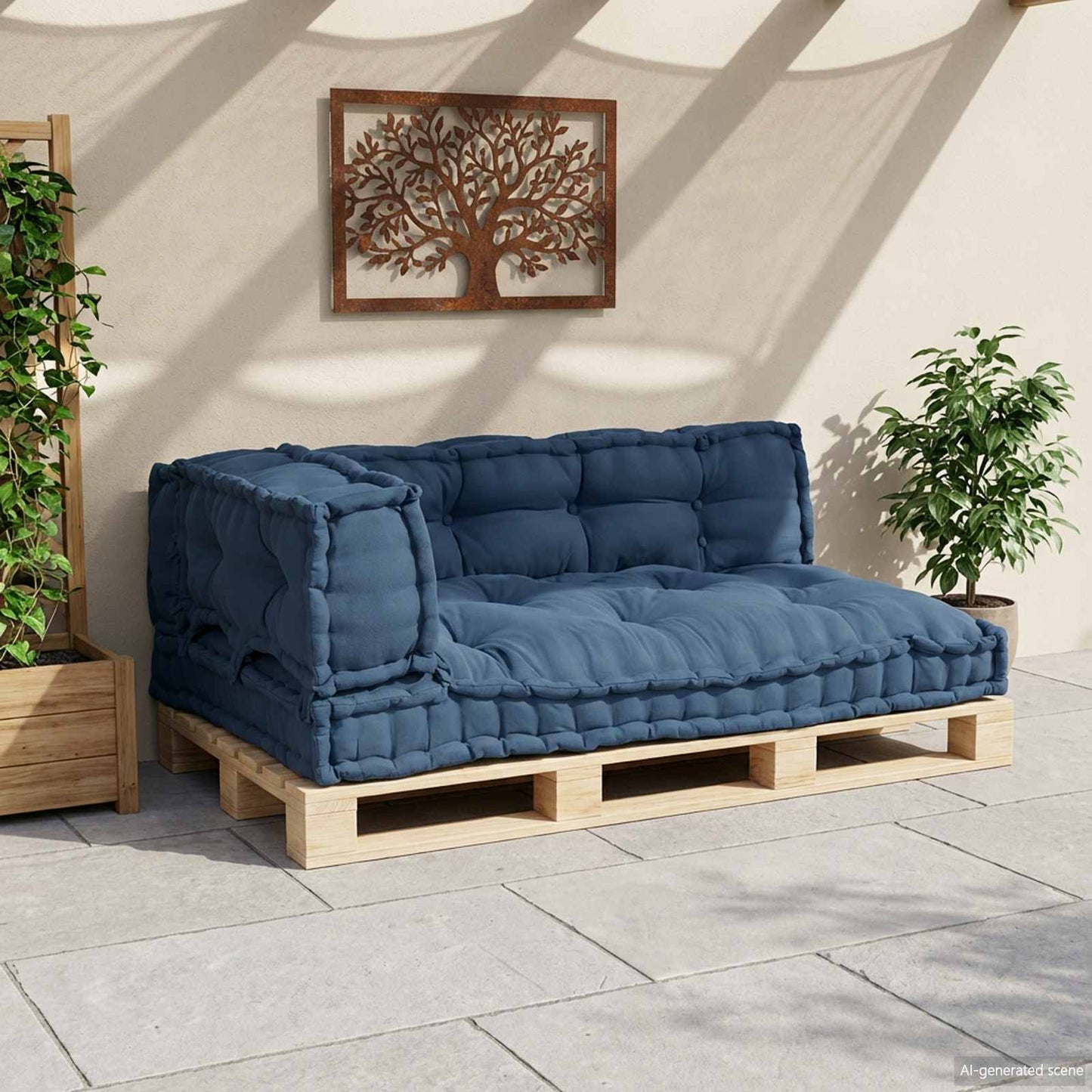 Pallet Sofa Párna 3 pcs Indigó 120 x 80 x 38 cm Szövet
