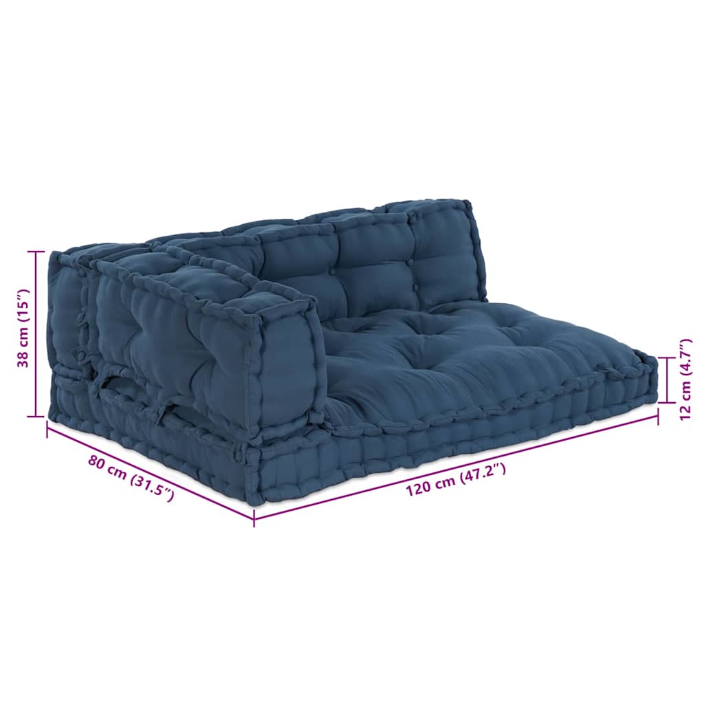 Pallet Sofa Párna 3 pcs Indigó 120 x 80 x 38 cm Szövet
