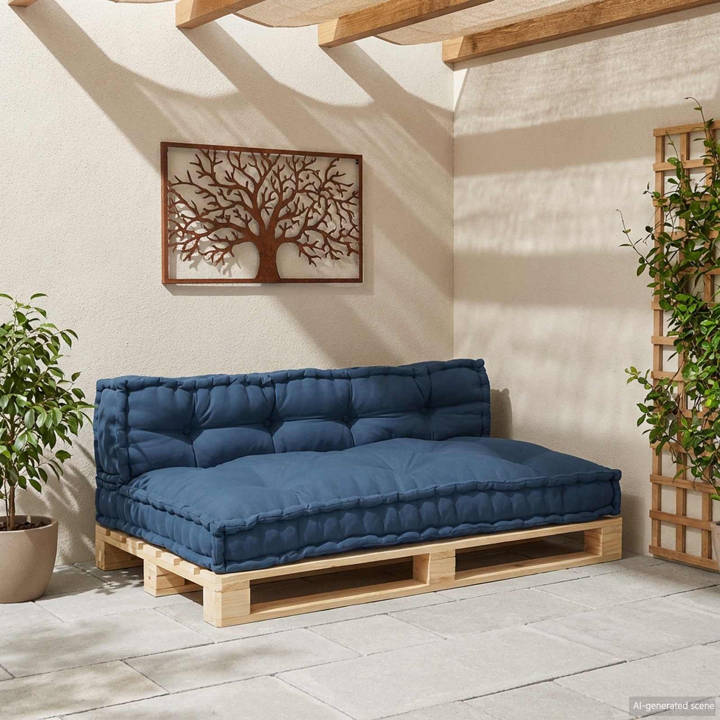 Pallet Sofa Párna 2 pcs Indigó 120 x 80 x 38 cm Szövet