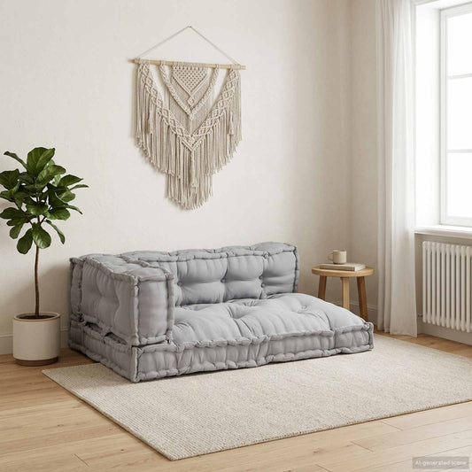 Pallet Sofa Párna 3 pcs Szürke 120 x 80 x 38 cm Szövet