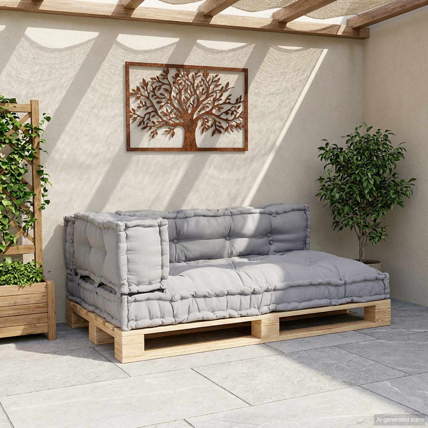 Pallet Sofa Párna 3 pcs Szürke 120 x 80 x 38 cm Szövet
