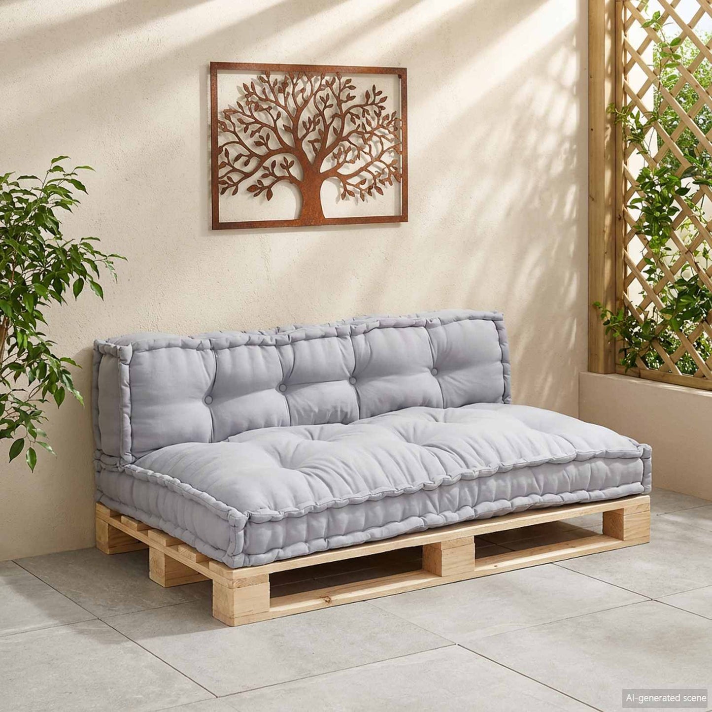 Pallet Sofa Párna 2 pcs Szürke 120 x 80 x 38 cm Szövet
