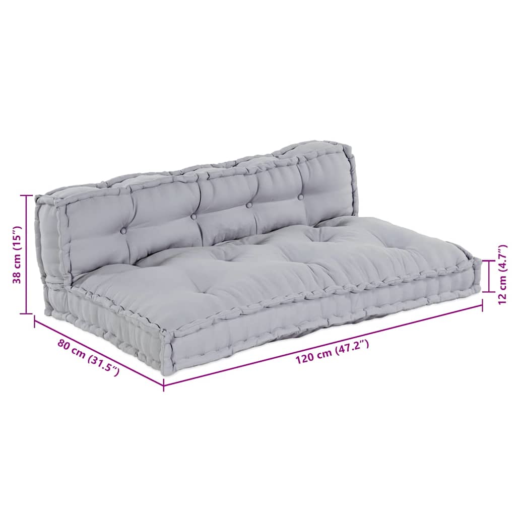 Pallet Sofa Párna 2 pcs Szürke 120 x 80 x 38 cm Szövet