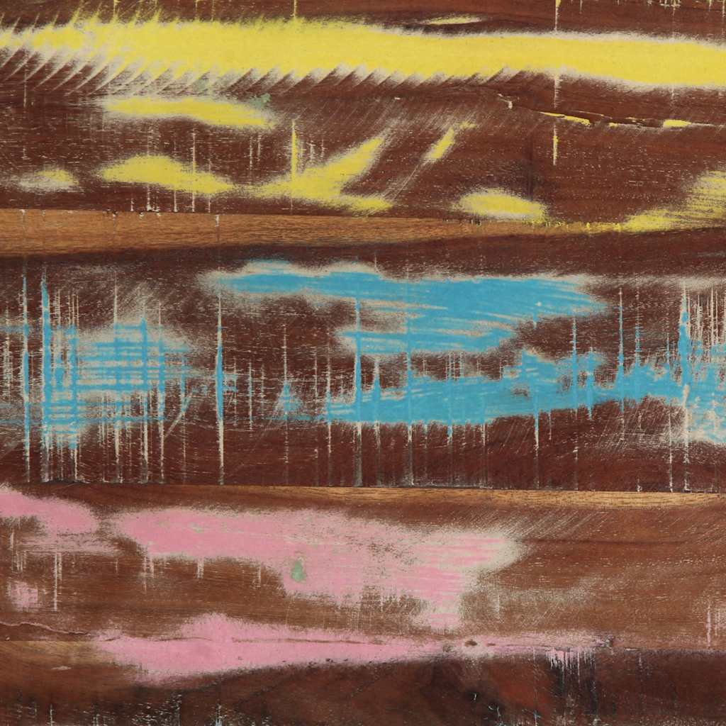 többszínű tömör újrahasznosított fa dohányzóasztal 90x50x38cm