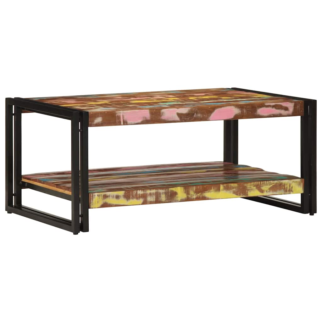 dohányzóasztal többszínű 90x50x38cm tömörfa újrahasznosított fa