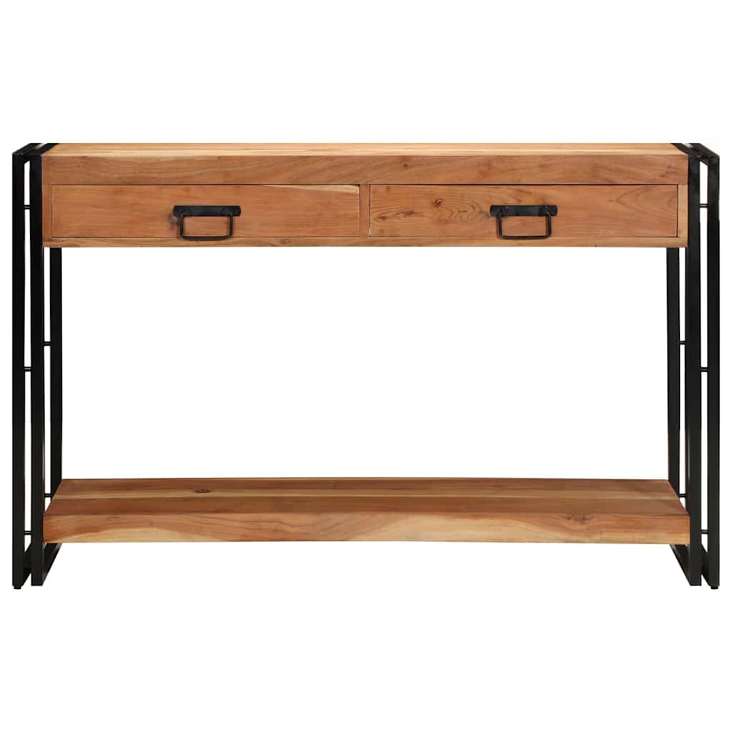 Konzolasztal fiókkal Barna 120 x 33 x 75 cm Tömör Akácfa