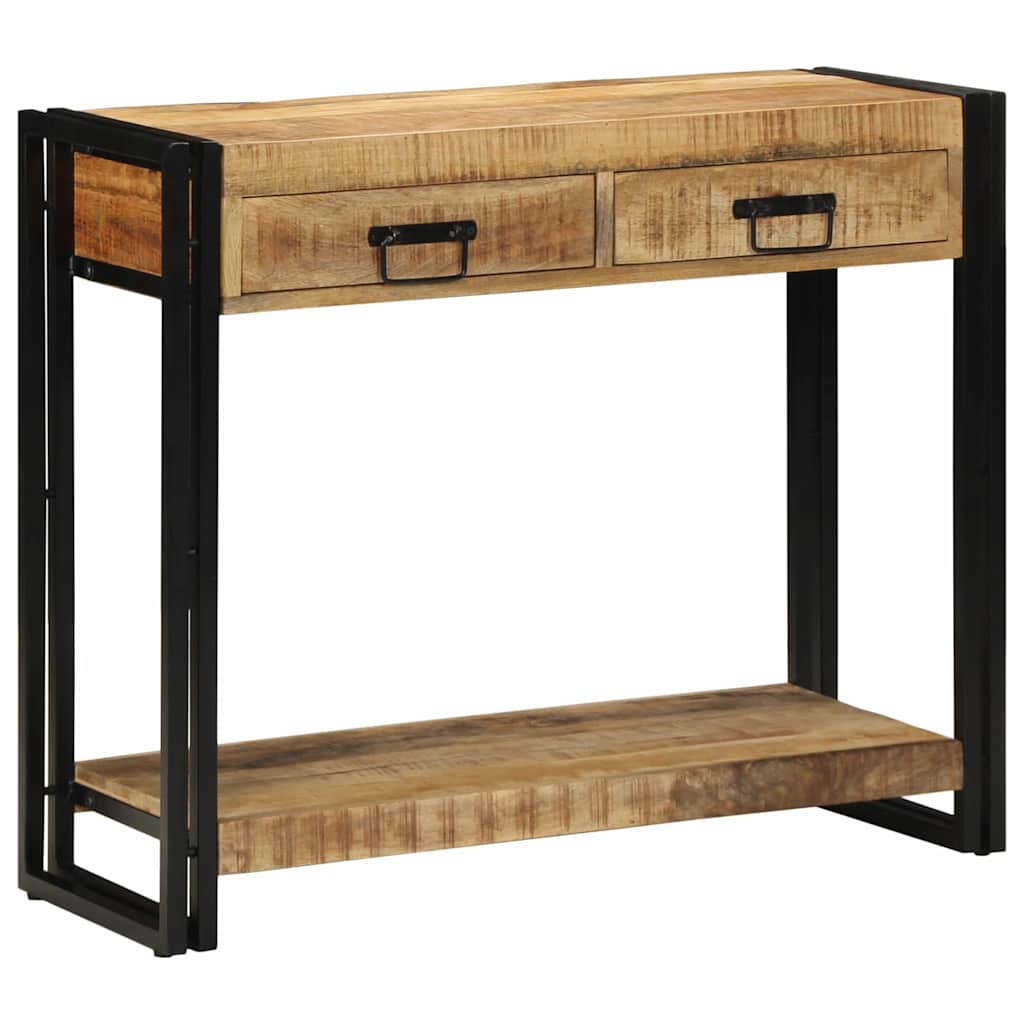 Konzolasztal fiókkal Barna 90 x 33 x 75 cm Tömör Mangófát