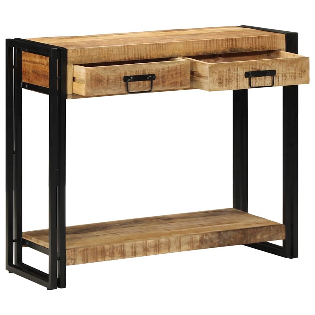 Konzolasztal fiókkal Barna 90 x 33 x 75 cm Tömör Mangófát