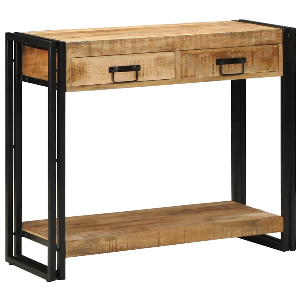 Konzolasztal fiókkal Barna 90 x 33 x 75 cm Tömör Mangófát