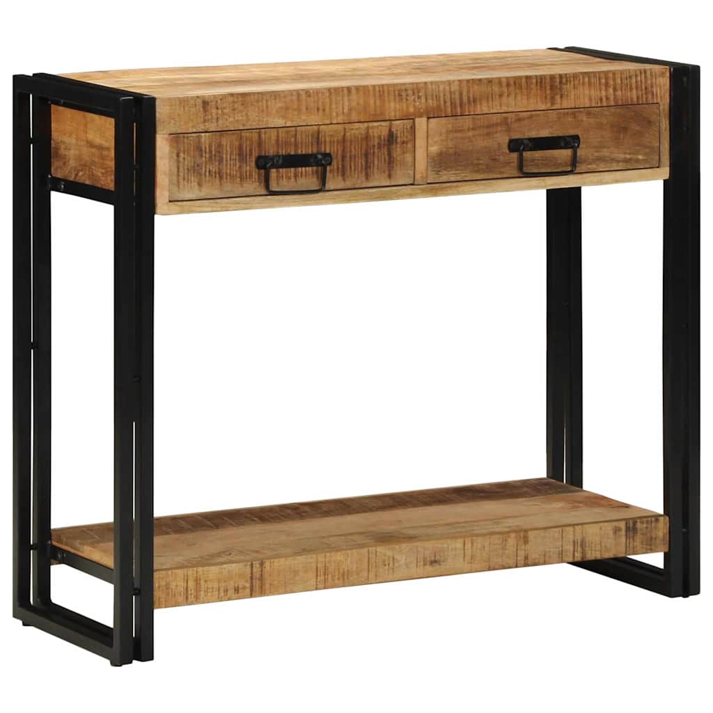 Konzolasztal fiókkal Barna 90 x 33 x 75 cm Tömör Mangófát