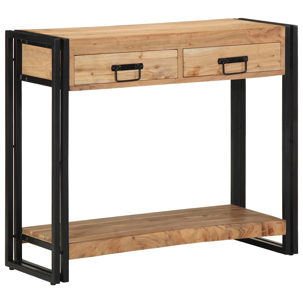 Konzolasztal fiókkal Barna 90 x 33 x 75 cm Tömör Akácfa