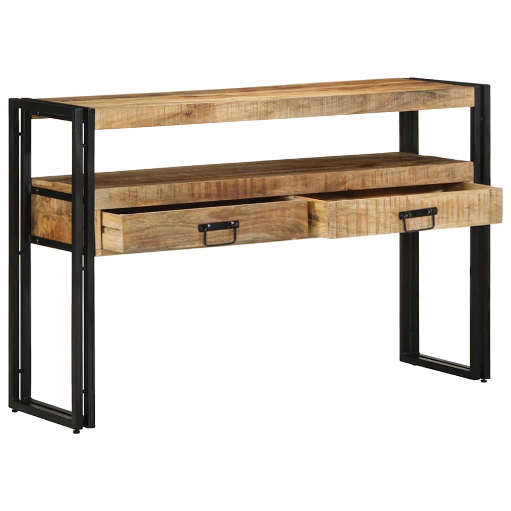 Konzolasztal fiókkal Barna 120 x 33 x 75 cm Tömör Mangófát
