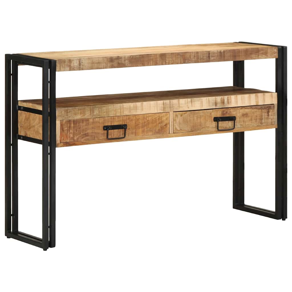 Konzolasztal fiókkal Barna 120 x 33 x 75 cm Tömör Mangófát