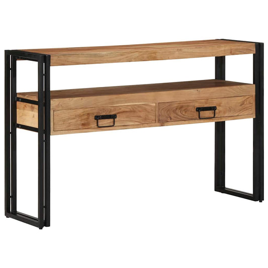 Konzolasztal fiókkal Barna 120 x 33 x 75 cm Tömör Akácfa